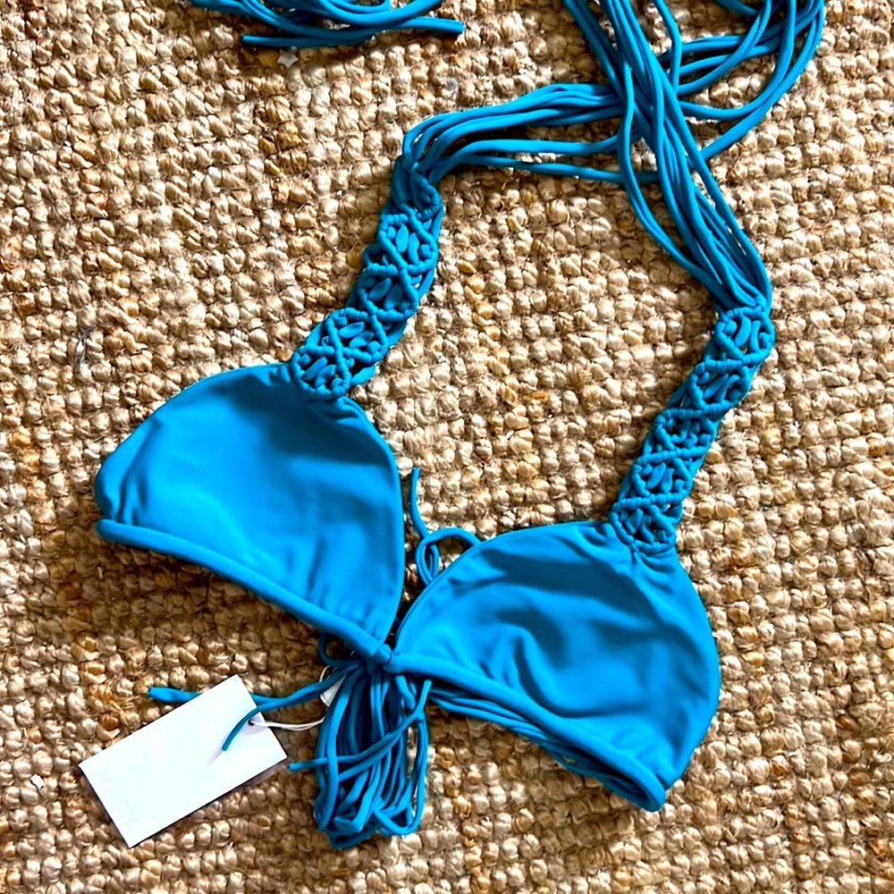 Mikoh Kula Woven Detail Triangle Top In Marina Nwt